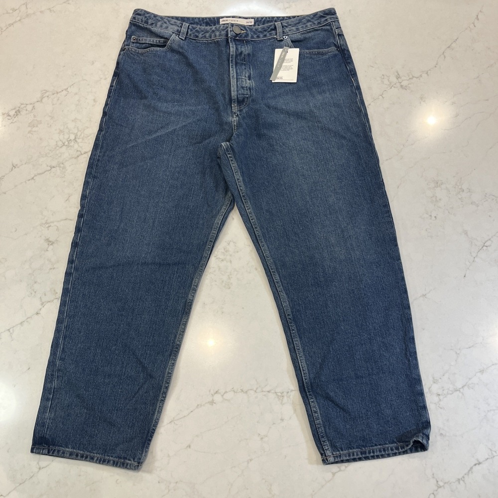 ASOS NEW Mom Jeans Women‎ UK 18 US 14 Blue Straight Ankle Crop
